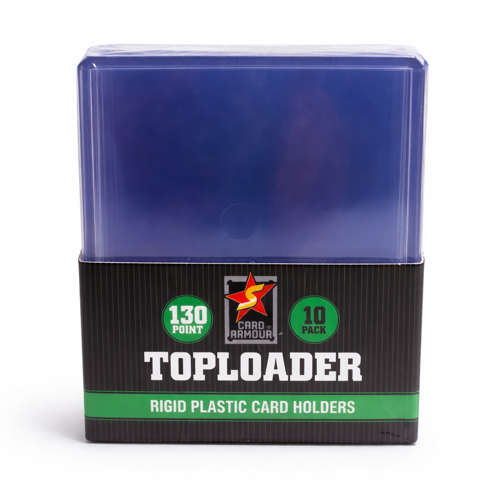 130 Point Top Loaders pack of 10 thick card holders on white background