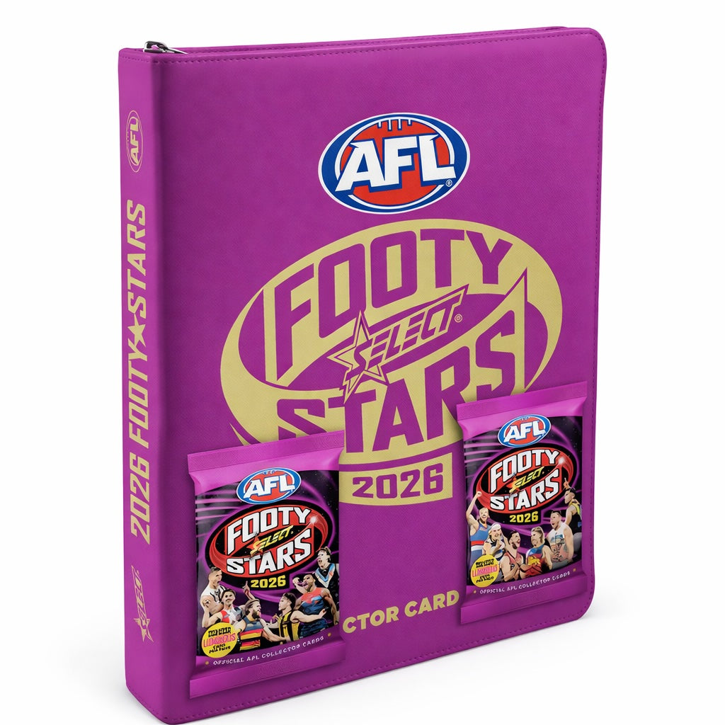 2026 AFL Footy Stars Vinyl Trading Card Album on white background