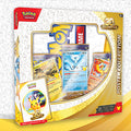 Pokémon TCG 30th Anniversary Poster Collection box set, featuring a clear window displaying trading cards and a Pikachu poster, set against a yellow and white patterned background.