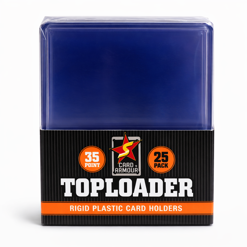 35 Point Top Loaders pack of 25 rigid card holders on white background