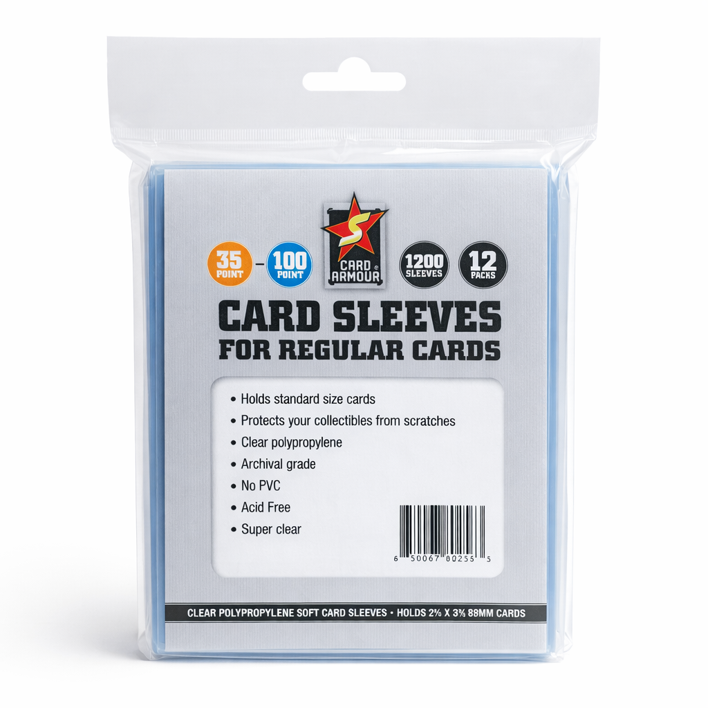 Select 35-100 Point Trading Card Sleeves 12 pack on white background