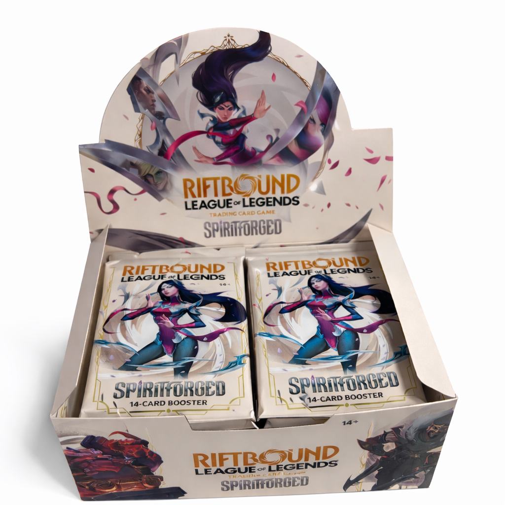 Riftbound League of Legends Spiritforged trading card pack on white background